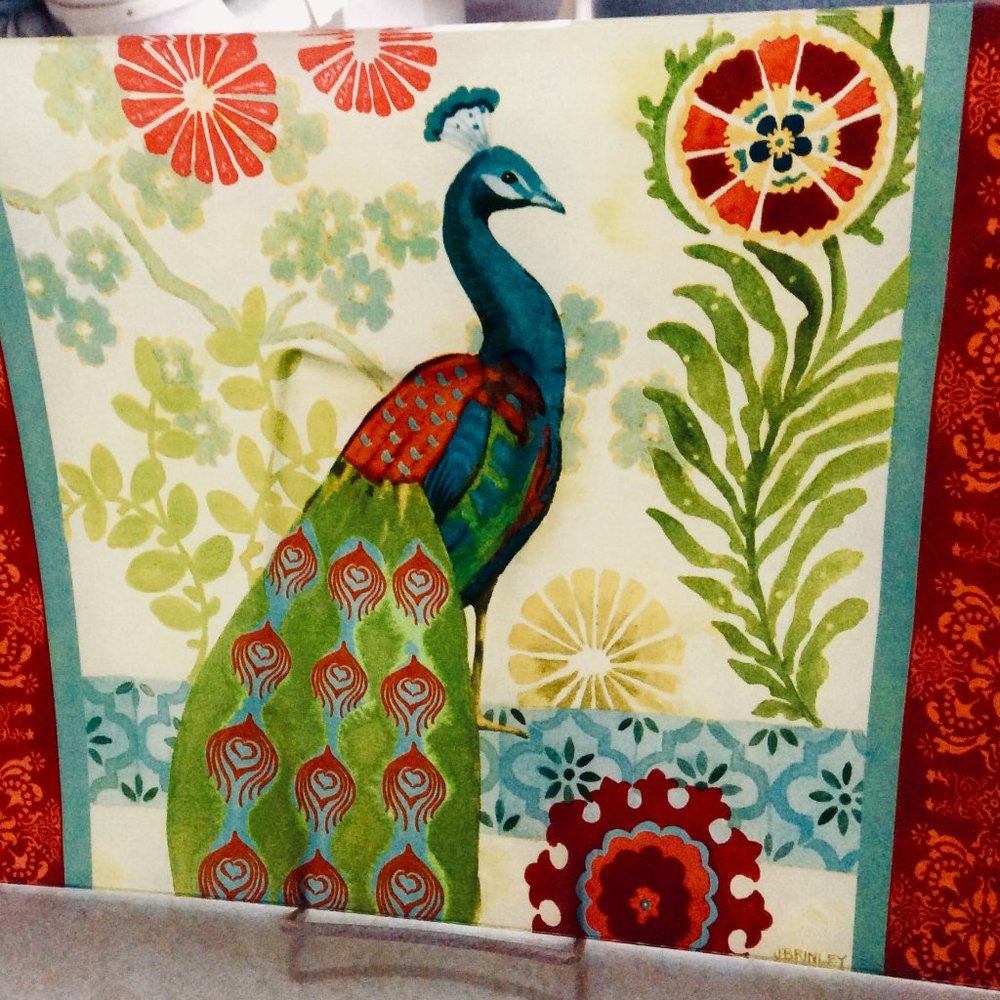 Beautiful Glass Peacock Serving Platter